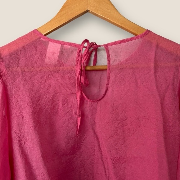 H&M Pink Sheer Bell Sleeve Top Medium - Picture 8 of 9